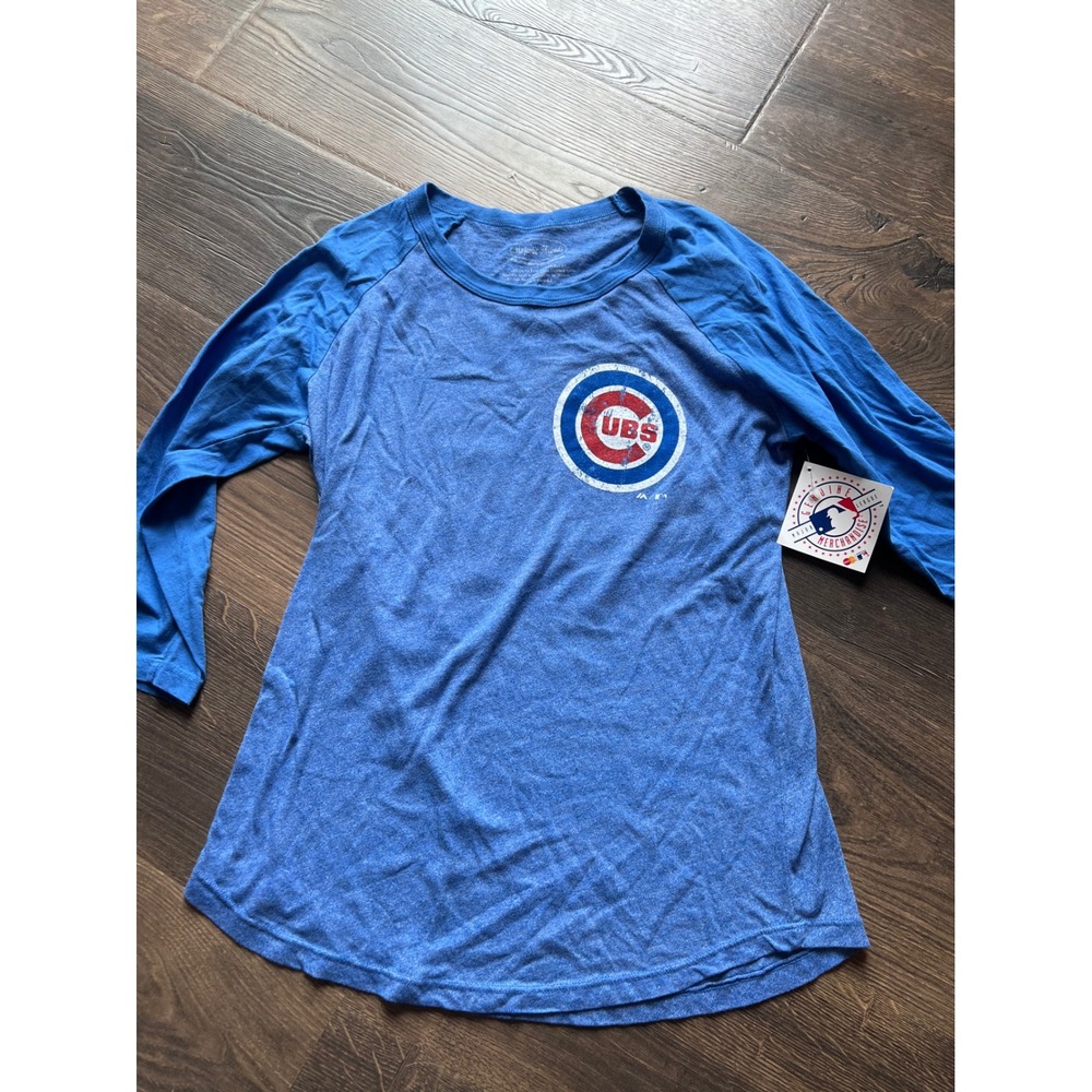 Majestic Threads Chicago Cubs Anthony Rizzo 44 Raglan Shirt Blue Medium NWT